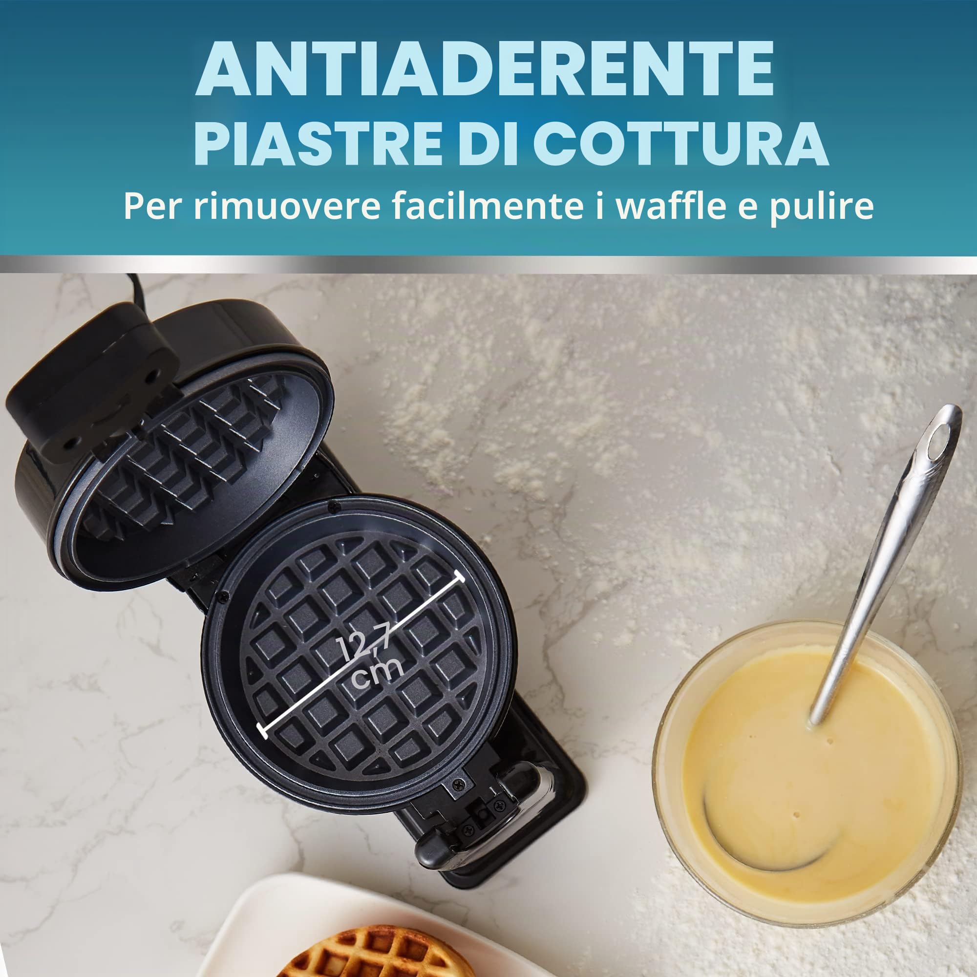 Elite Gourmet EWM460 - Piastra per waffle belga antiaderente, 1,25 pollici, cialde spesse, tostate, cheto, snack, panini, uova, facile da pulire, nero