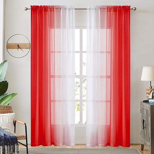 Miniatura 9 de July Joy Ombre - Cortinas de lino sintético semitransparente para habitación y sala de estar, 2 tonos reversibles, privacidad y filtro de luz