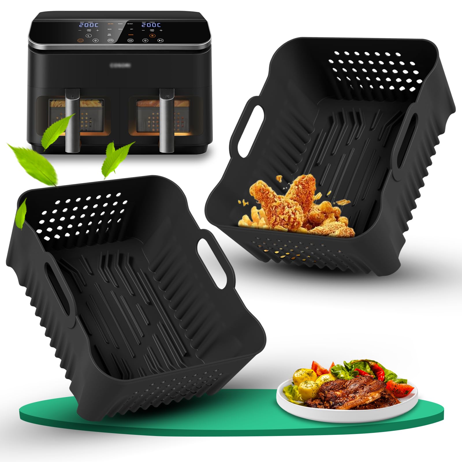 2 Piezas Molde Silicona Reutilizables para COSORI Dual Blaze 8.5L Freidora de Aire (CAF-R901-AE) - Accesorios para Cocinar Sano y Limpiar en Segundos