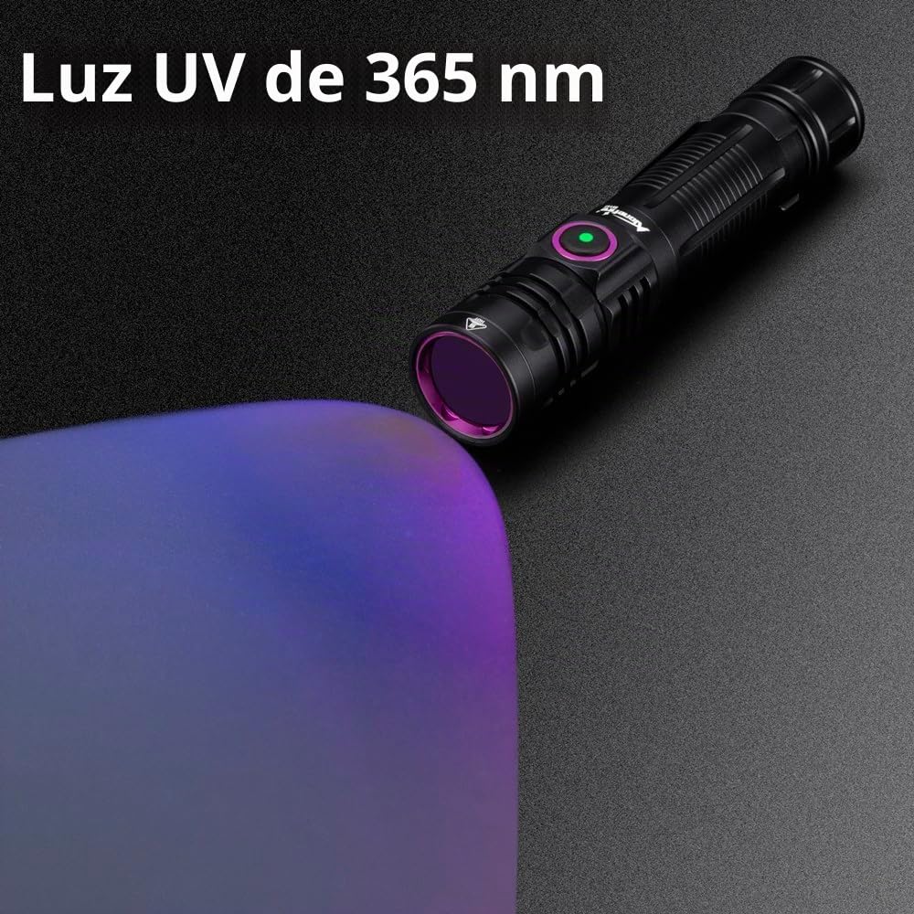 Alonefire SV143 Linterna UV 365nm 10W Profesional Recargable USB C Potente Luz Negra Detector de Orina para Resina, Pesca, Escorpión, Minerales, Pegamento, Ámbar con Gafas Protectoras UV, Batería