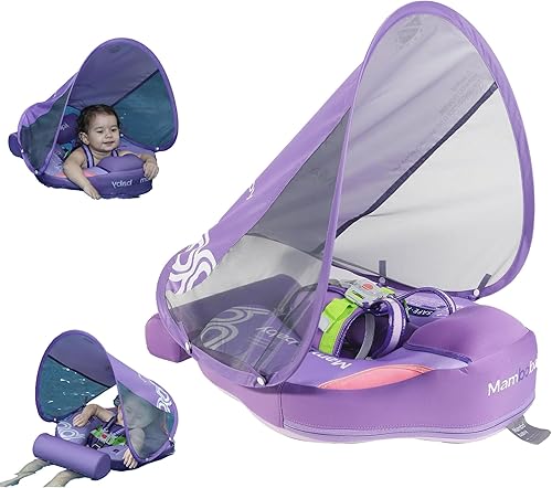 Miniatura 11 de Flotador para bebé con dosel no inflable Mambobaby Flotador para piscina, protección solar, flotador de natación para bebé, añade cola, evita