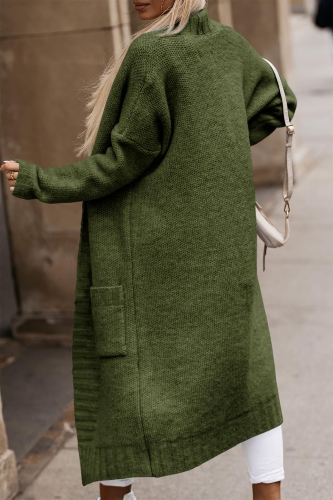 Imily Bela Cárdigan de punto largo para mujer con bolsillos, cárdigan de punto grueso para otoño e invierno