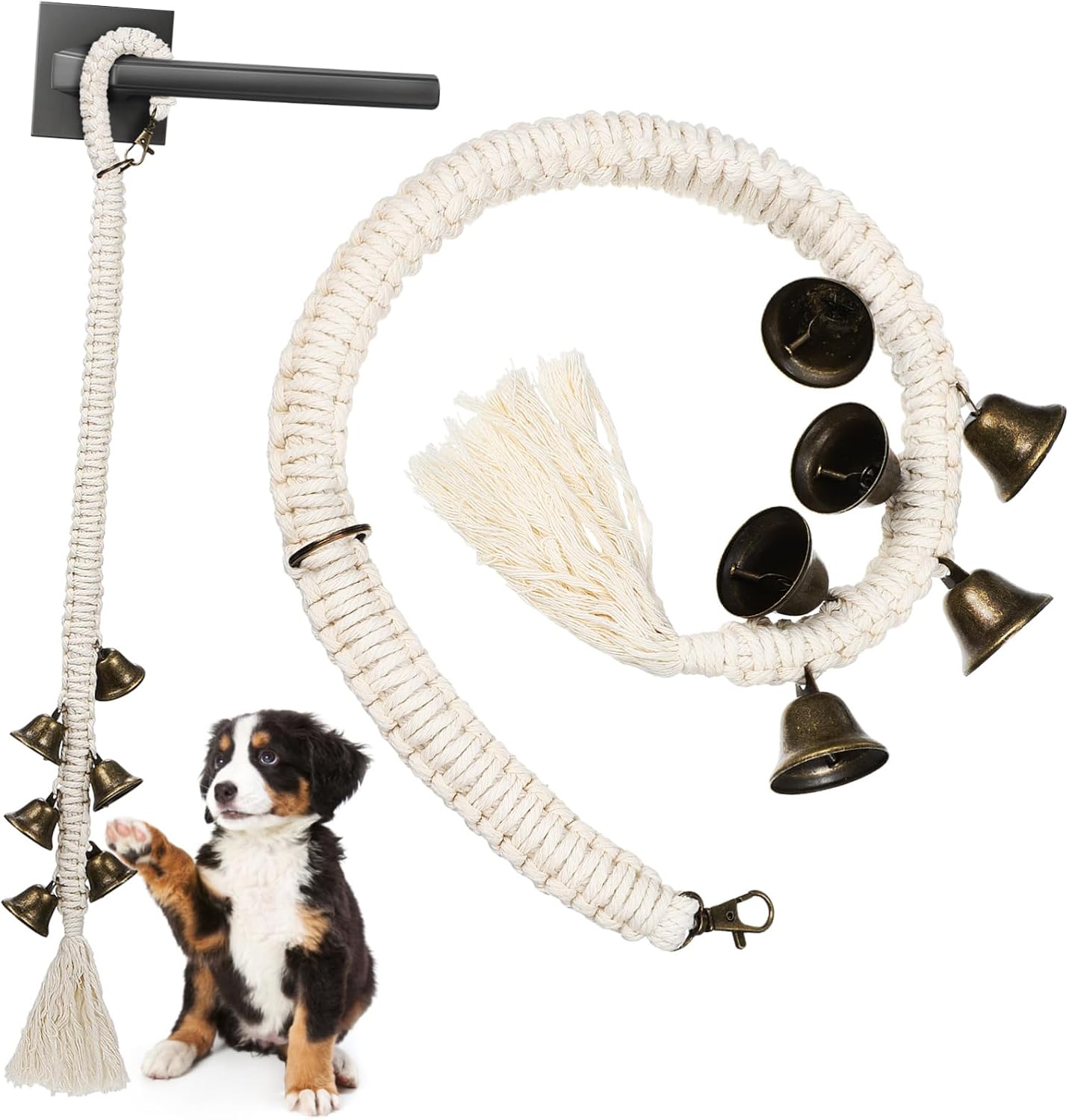 UPKOCH 2Pcs Cotton Rope Dog Doorbells for Potty Training Pet Doorbell Ropes with Loud Bells Easy Communication for Dogs to Go Outside