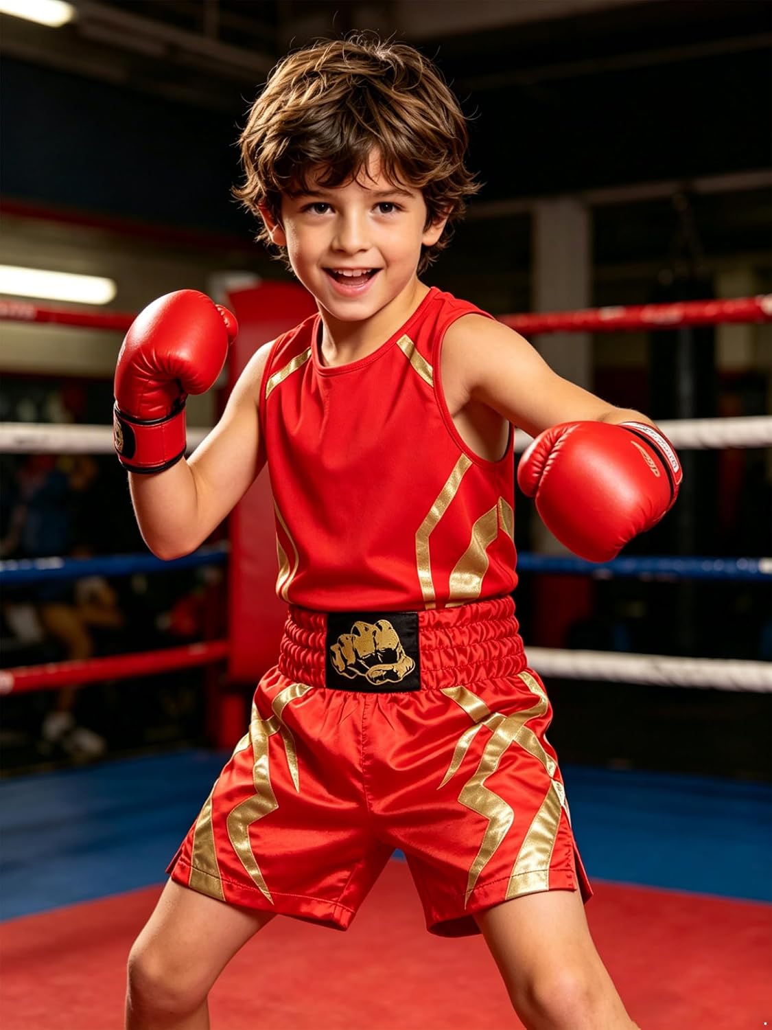 Loyan Boys Youth Gym Fight Shirt Set Boxing Training Outfits Quick Dry MMA Tank Top and Short Boxer Outfit