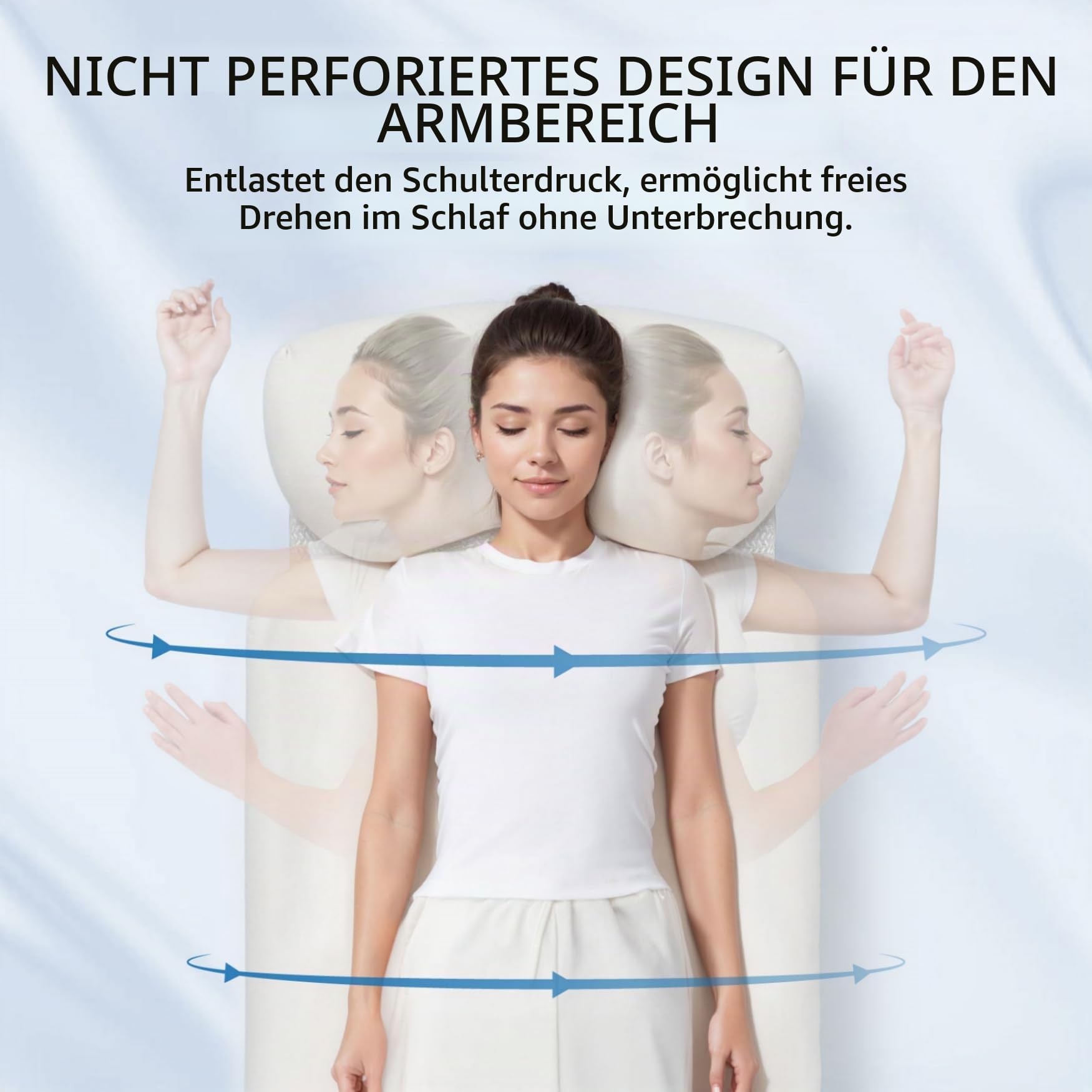 Seitenschläferkissen zur Schmerzlinderung der Schultern, Lagerungskissen für Erwachsene Seitenschläfer, H-förmiges ergonomisches Kissen für GERD, Nacken und Rückenstütze, Waschbarer Bezug (Weiß)