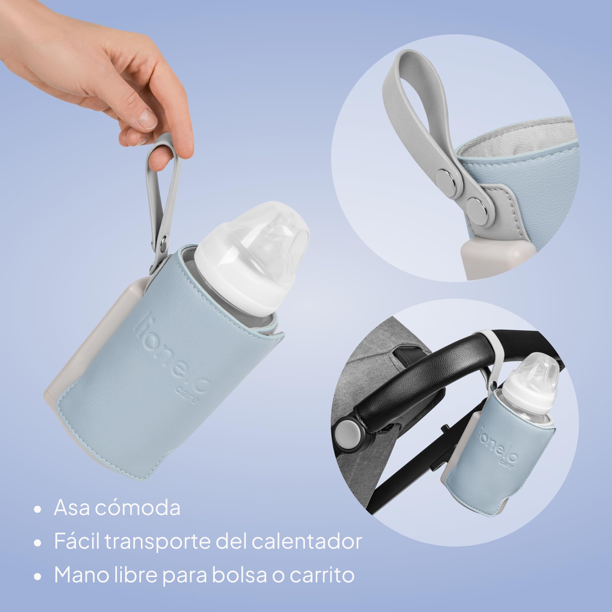 LIONELO Thermup Go Plus Calientabiberones Portátil, Mantiene los Líquidos Calientes, 5 Temperaturas de Funcionamiento de 38 a 50 C, Carga USB, 8h de Funcionamiento Pantalla LCD Silenciosa