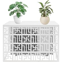 4 Panels Air Conditioner Fence Screen, 43.3 x 21.65 x 31.5in Metal A/C Privacy Panels Outdoor Air Conditioner Privacy Protective Cover for Garden, Yard White