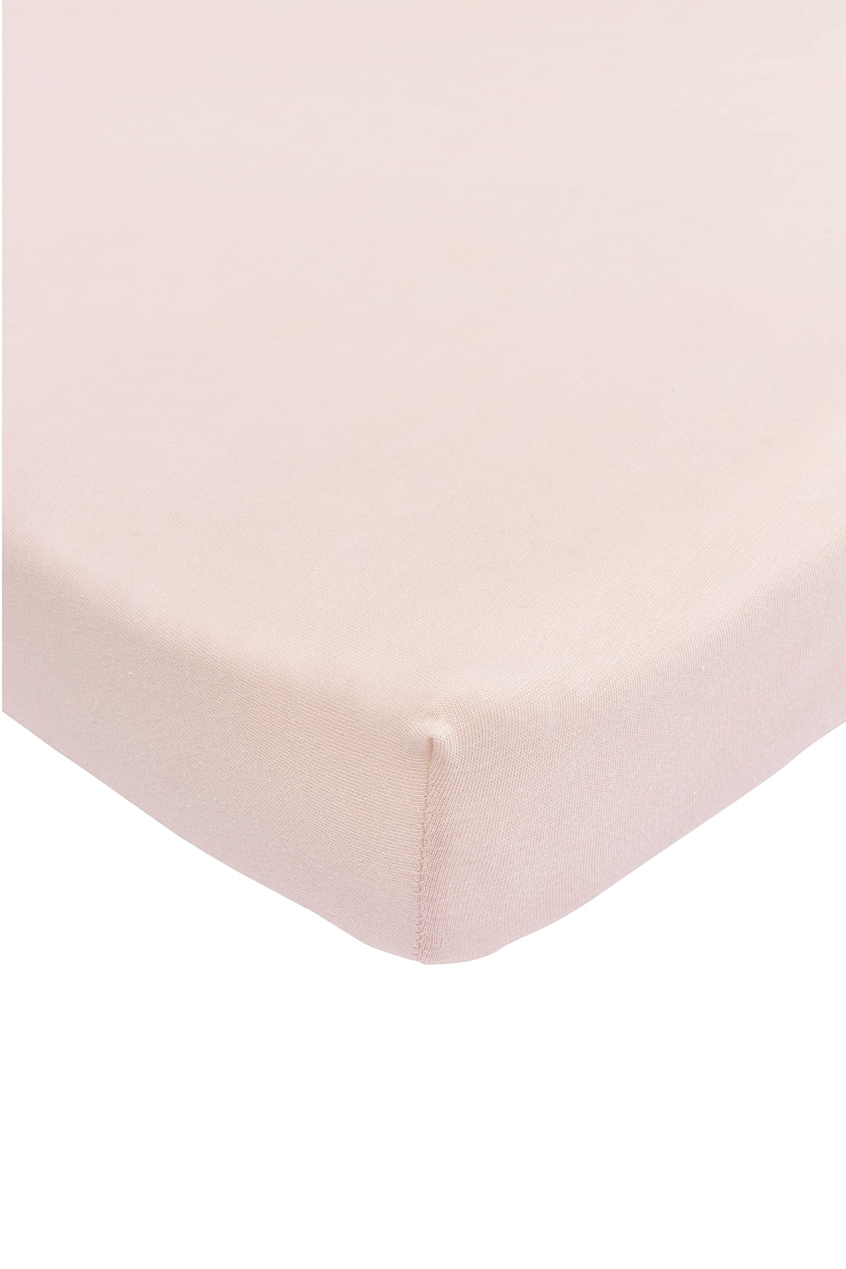 Meyco Baby Plain Fitted Sheet for Playpen Mattress (Flat Sheet with Soft Jersey Quality, Made from 100% Cotton, thanks to All-Round Elastic, Breathable, Dimensions: 75 x 95 cm), Soft Pink