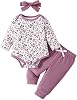 Conjunto de ropa para bebé niña recién nacida, otoño invierno, enterito de 3 piezas con pantalones 1