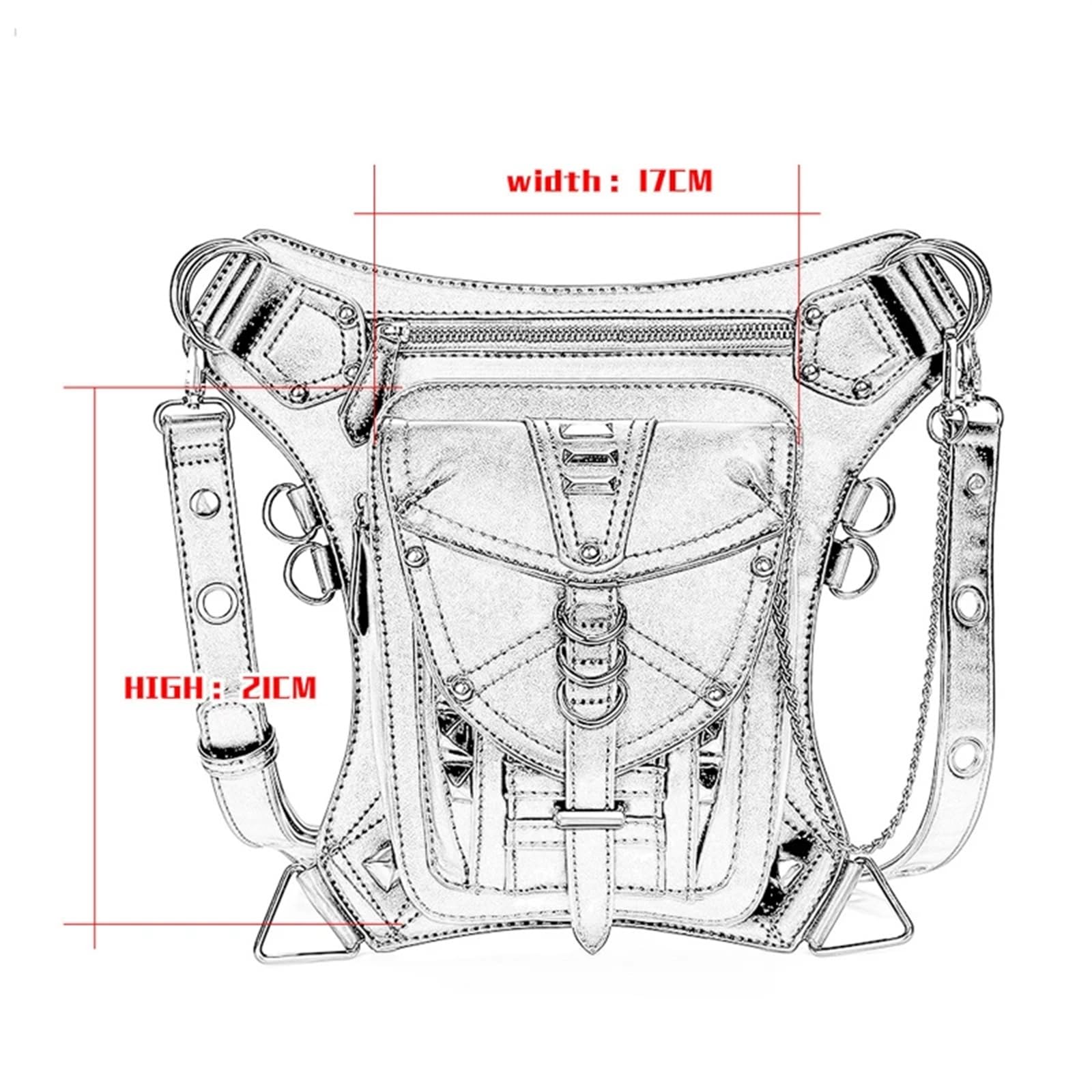 Bolsa de Pierna Riñonera for Mujer, Estilo Steampunk, de Piel sintética, Tipo Bandolera, for Motocicleta
