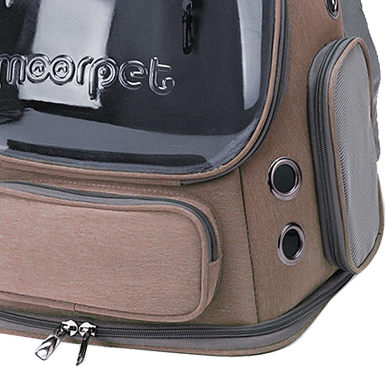 Katzenrucksack, Luftpolster-Tragetasche, Hunderucksack für kleine, mittelgroße Haustiere, Wanderrucksack (Khaki)