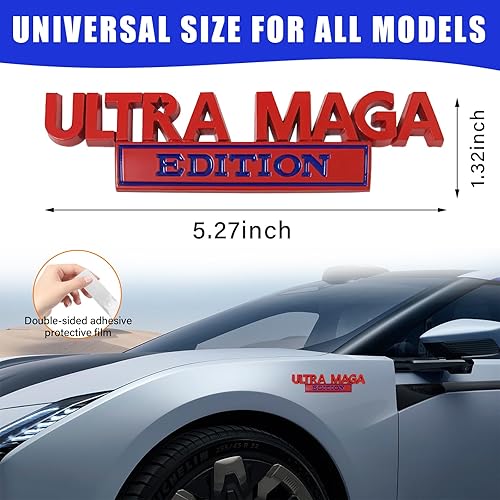 Miniatura 2 de Ultra MAGA Edition - Emblema de automóvil, calcomanía de metal con letra en relieve 3D con adhesivo fuerte, calcomanía con logotipo de personalidad