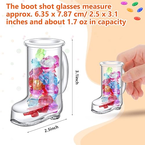 Miniatura 2 de 6 vasos de chupito para botas de vaquero de 1.7 onzas, mini vasos de chupito de vidrio transparente para entretenimiento con base pesada para