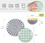 Selamica Ceramic Dinnerware Sets, 12-Pieces Plates and Bowls Sets, Scratch Resistant Dishes set for 4, Dishwasher & Microwave Safe, Assorted Colors