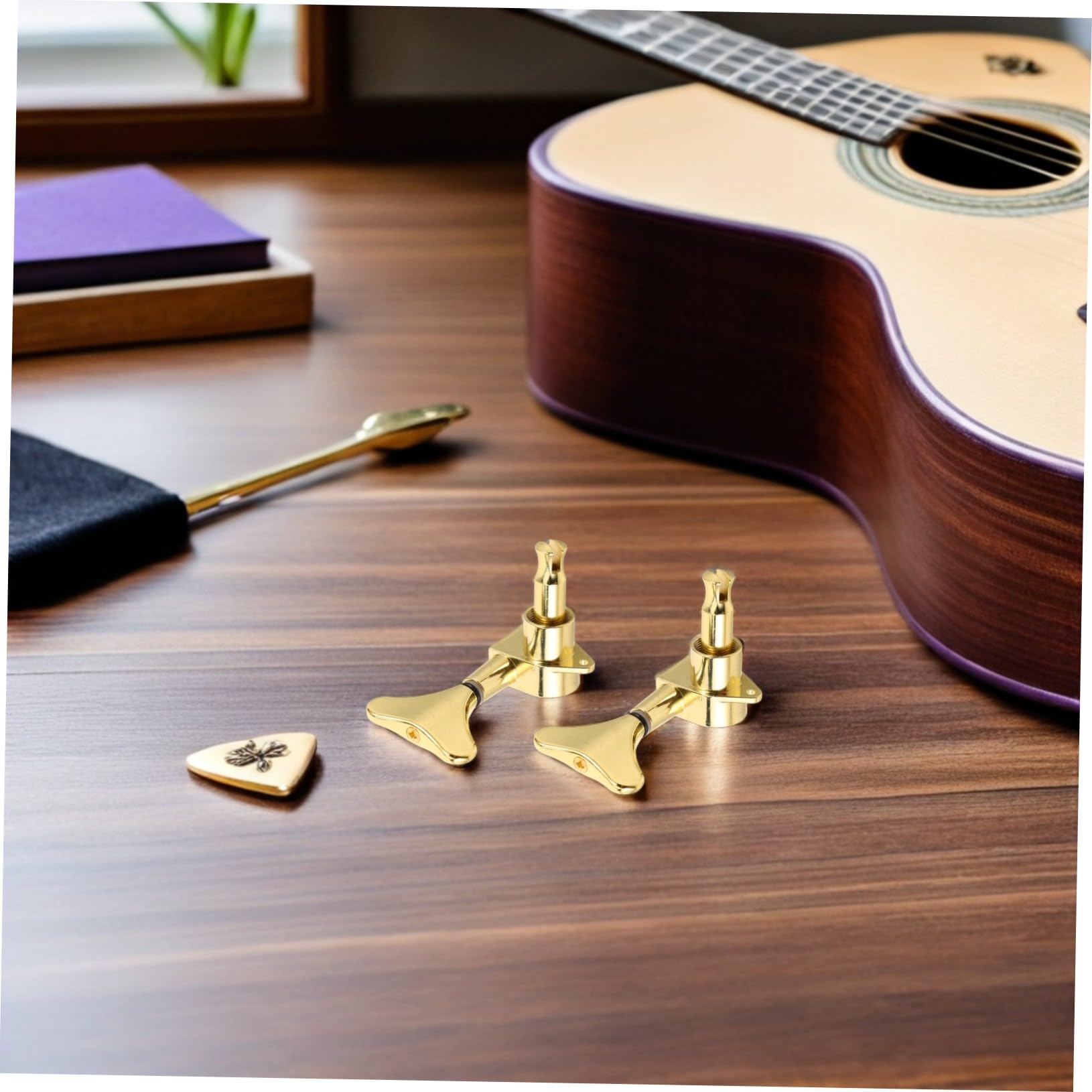 Toyvian 4 Pezzi Pioli di Accordatura per Basso Sigillati in Lega Dorata Tuning Pegs Completi per Riparazione e Upgrade di Chitarre Basso Precisione e Durata per Studio e Performance Live