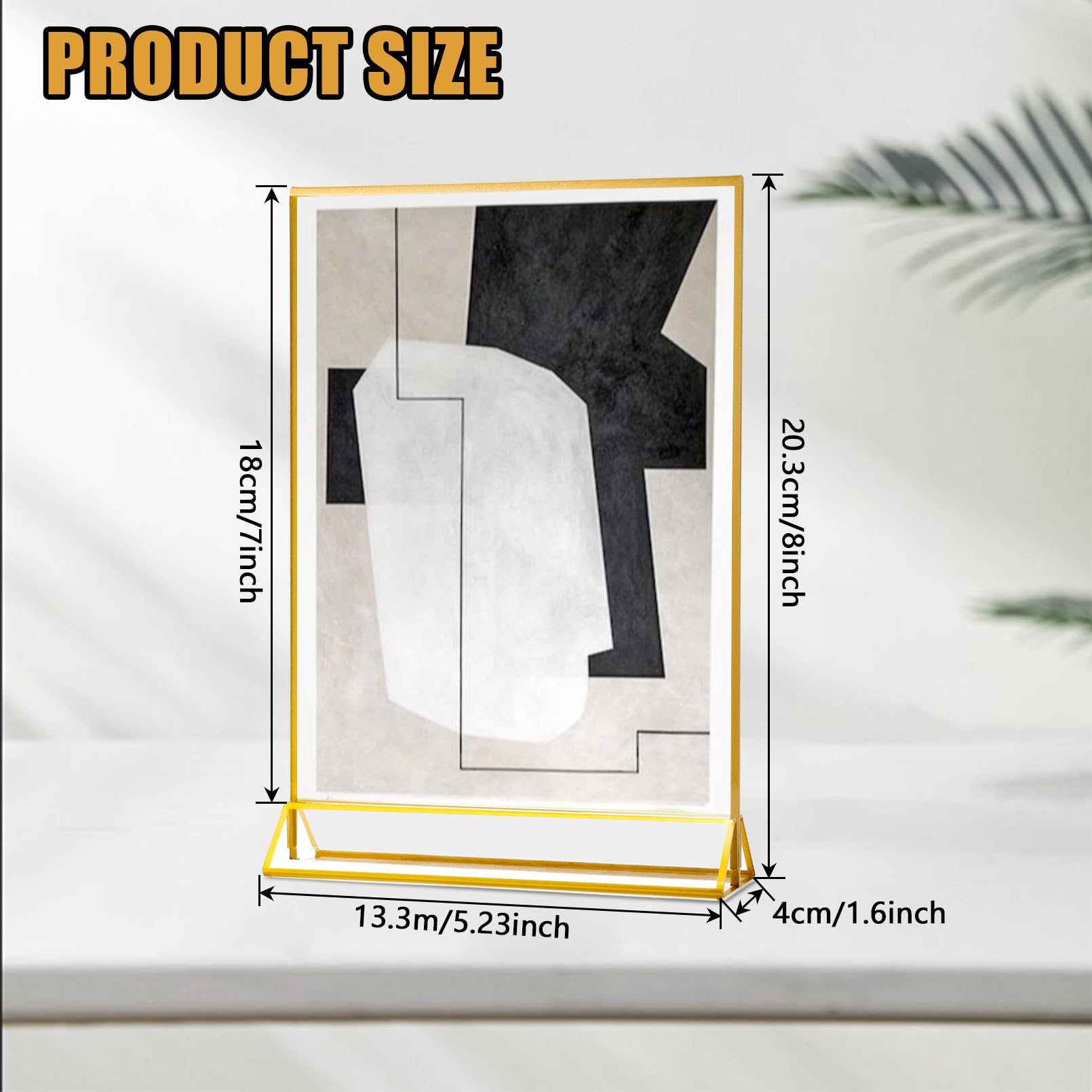 Cptoion 4 Pack Acrylic Sign Holder,5X7 Clear Acrylic Frames Display Stand,Gold Picture Frames,Double Sided Table Menu Holders Display for Wedding Table Number, Restaurant Recipe, Photo (5X7 Inch)