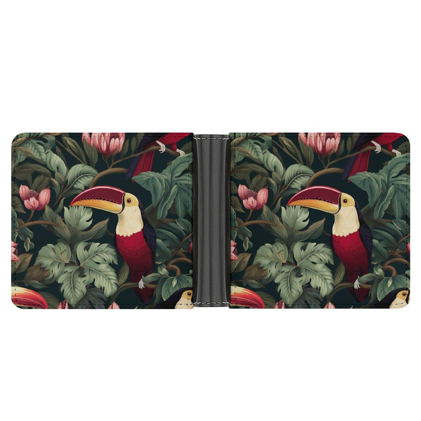 Toucan Bifold Wallet PU Leather Coin Purse Lightweight Credit Card Holder Wallet Money Clip