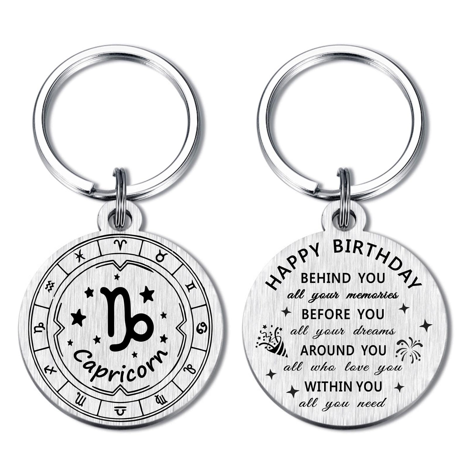 Alotozo Zodiac Keychain - 12 Constellations Birthday Gifts for Men Women - Virgo Libra Scorpio Sagittarius Bday Keyring