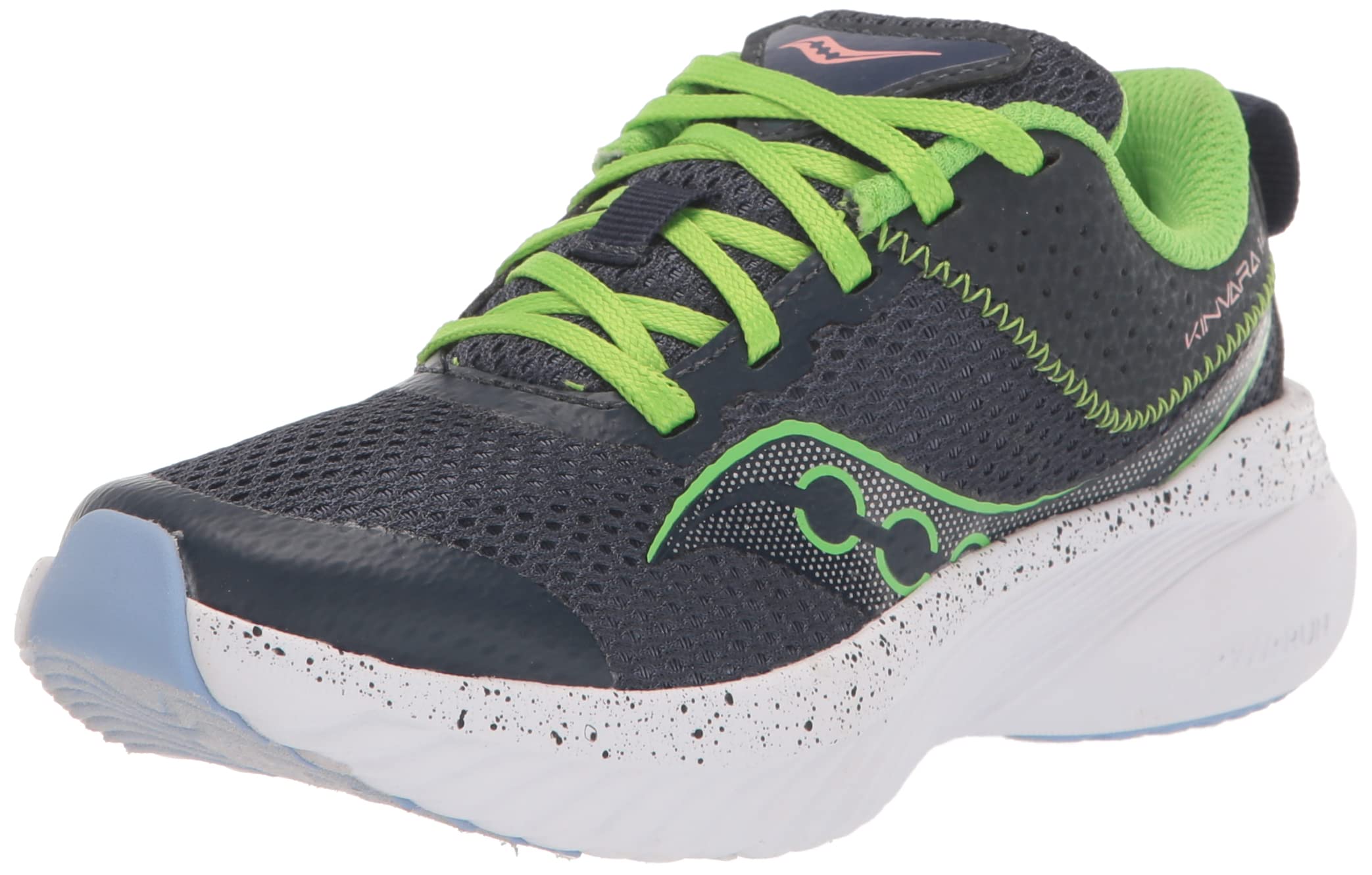 Kinvara 14 Lace to Toe Sneaker, Navy/Green, 3 US Unisex Big Kid