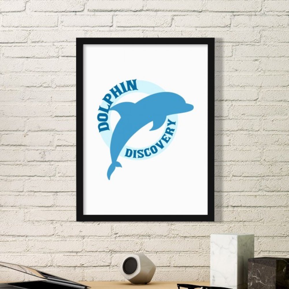 Cadeau small noir peinture dauphin bleu océan affiche design pour anniversaire