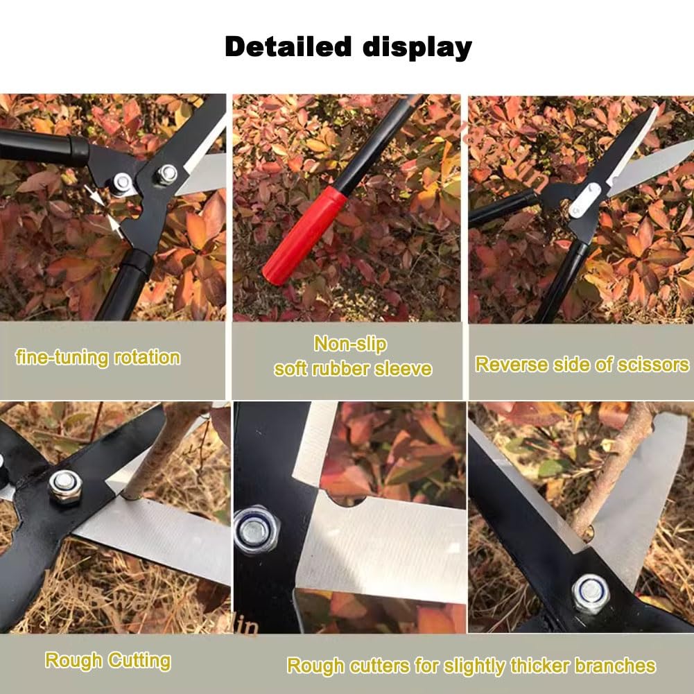 Gartenschere Heavy Duty, Zaunschere, Rasenschere gerader Kopf, Gartengeräte große Schere, mit gerader Stahlklinge und leichtem Griff zum Beschneiden von Grenzen, Ziersträuchern(Straight Blade)