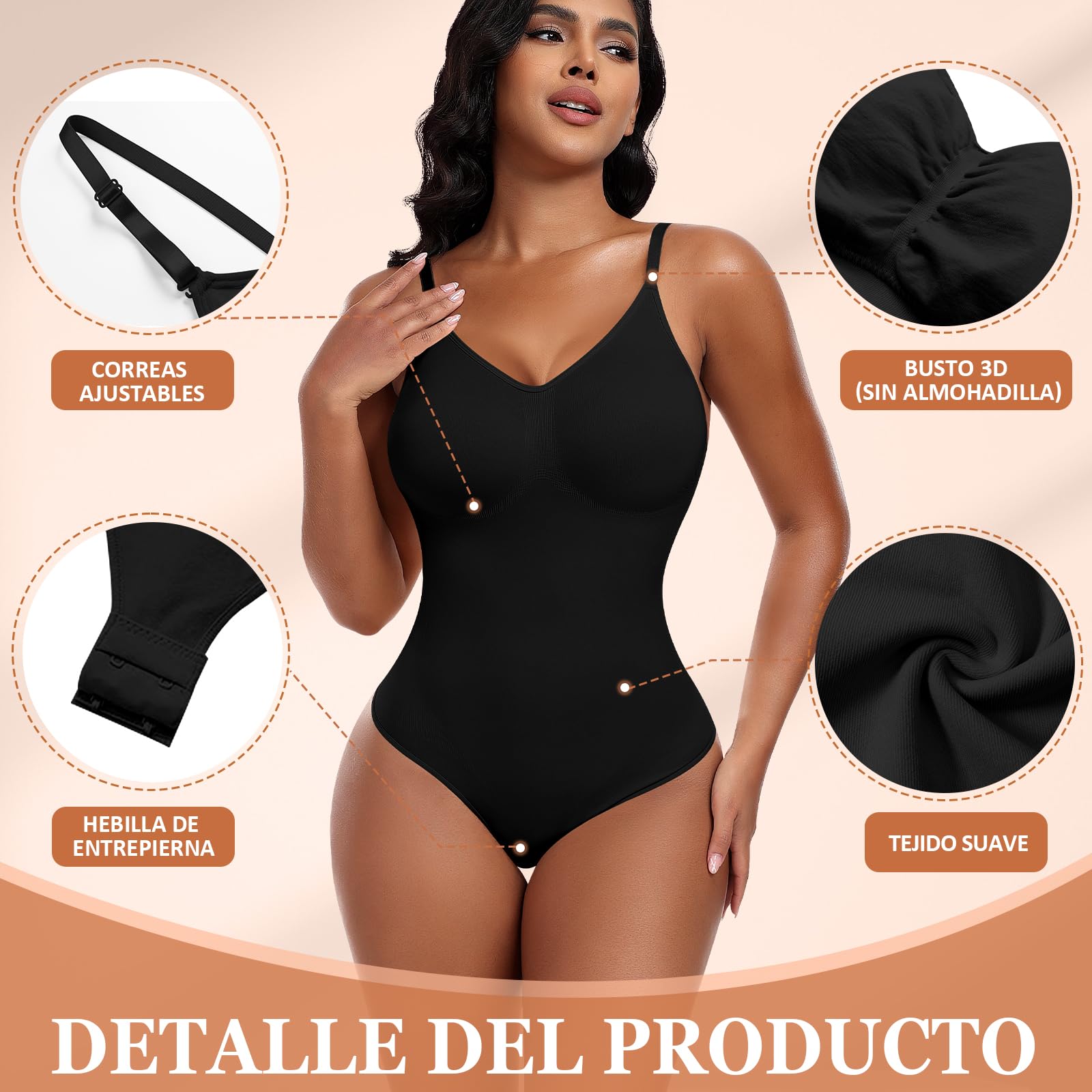 YARRCO Body Moldeador Reductor Mujer Tanga Control de Abdomen Shapewear Bodysuit Invisible Body Shaper Posparto Sin Costuras