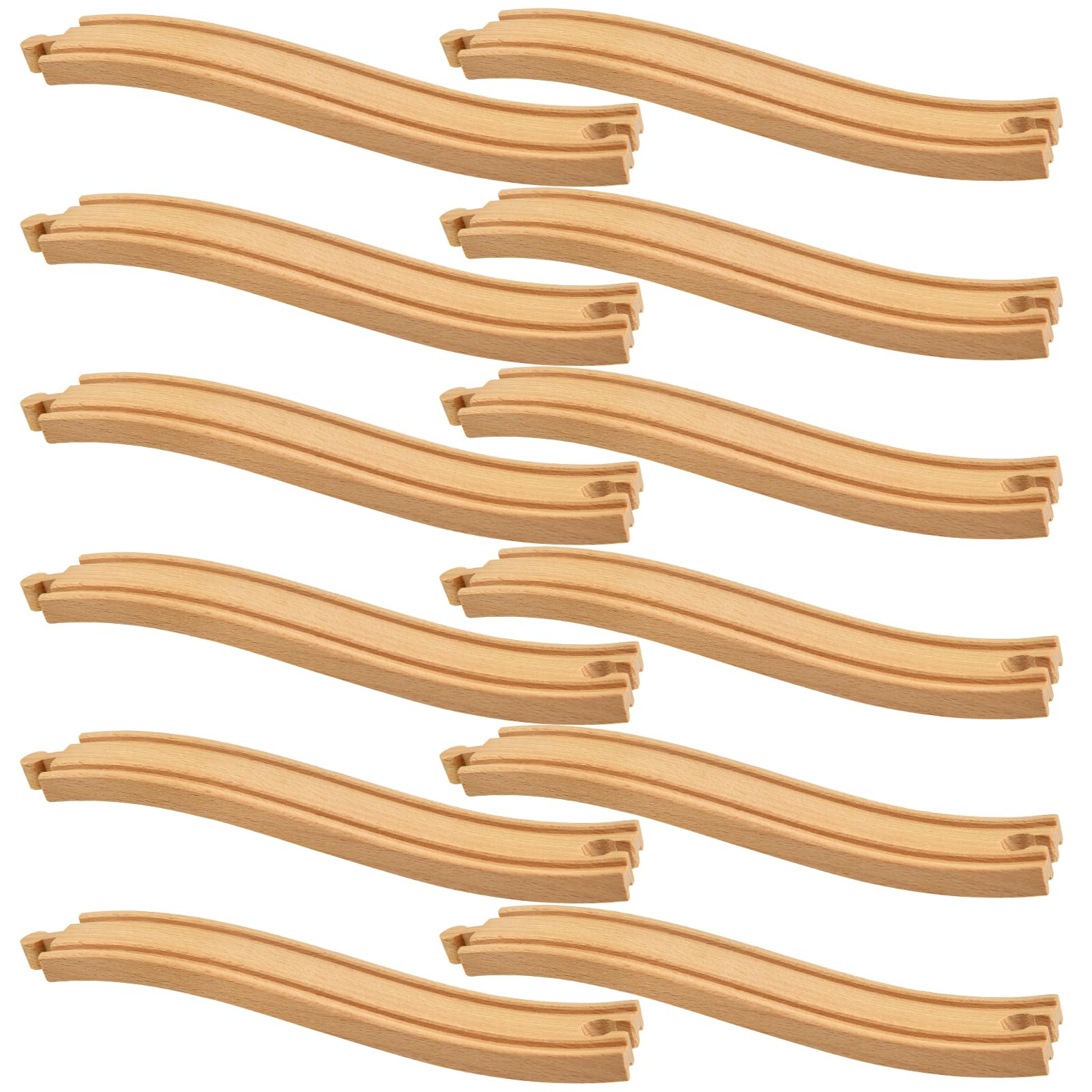 Mototo 12 Pieces Wooden Train Track Ascending Wood Railway Expansion Pieces Compatible with Most Wood Railroad Track Pack Connectors Starter for