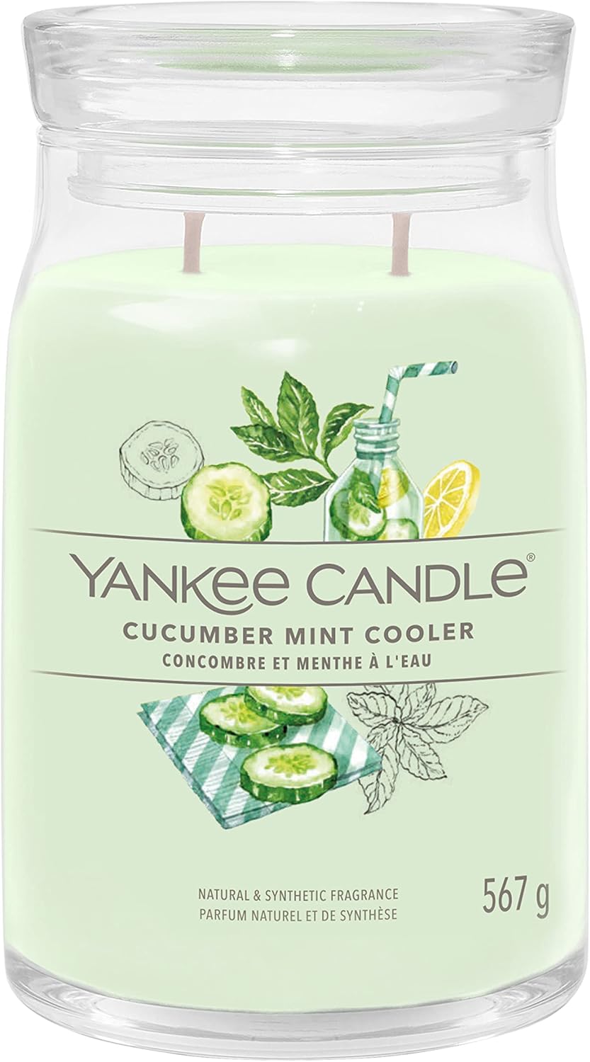 Yankee Candle Signature Scented Candle Cucumber Mint Cooler Large Jar Candle with Double Wicks