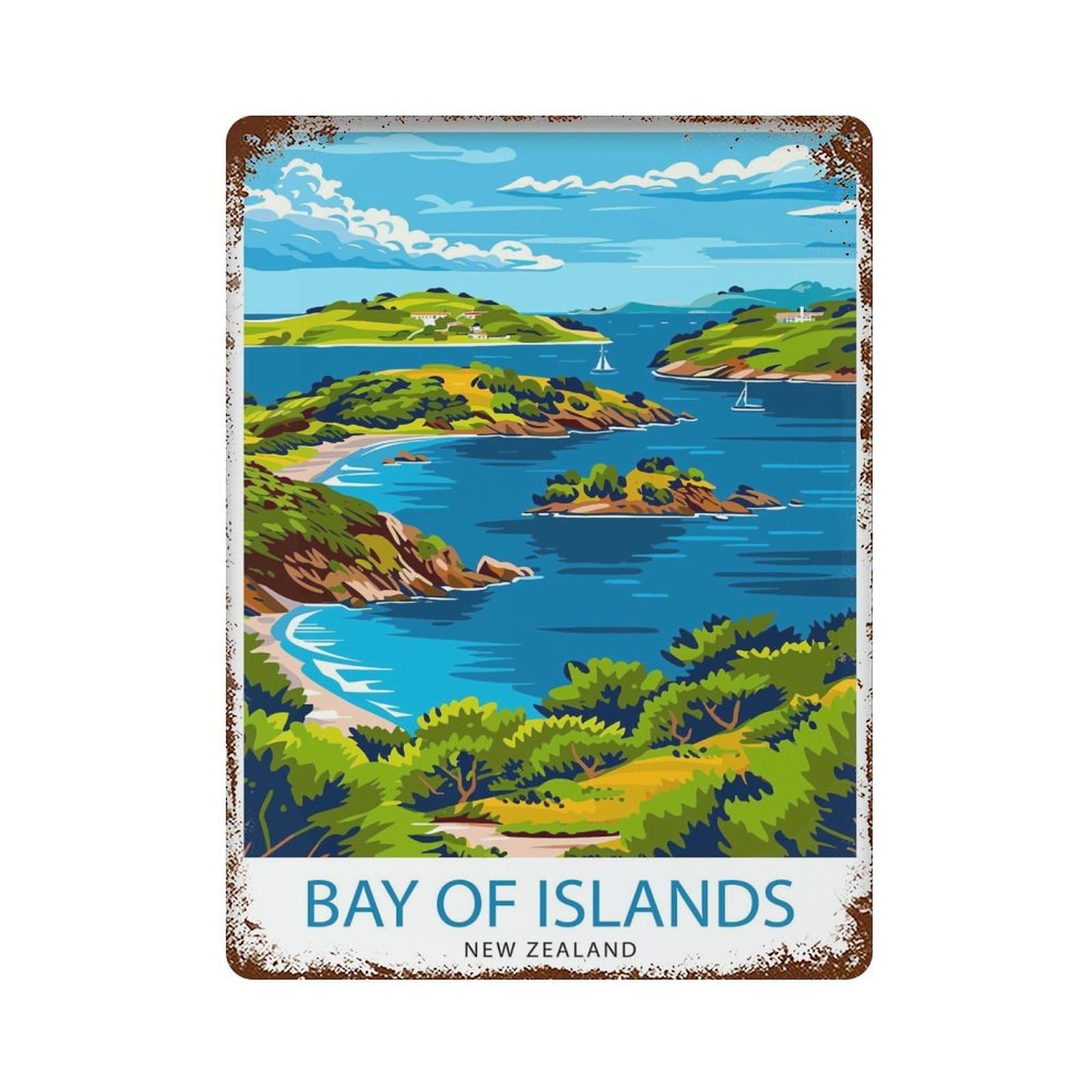 xiaoxiaoshen Bay of Islands New Zealand Travel_3 Wall Decor Art Metal Tin Poster Modern Home Decor Art Home Bar Shop Decorations Vintage Sign 40x30cm