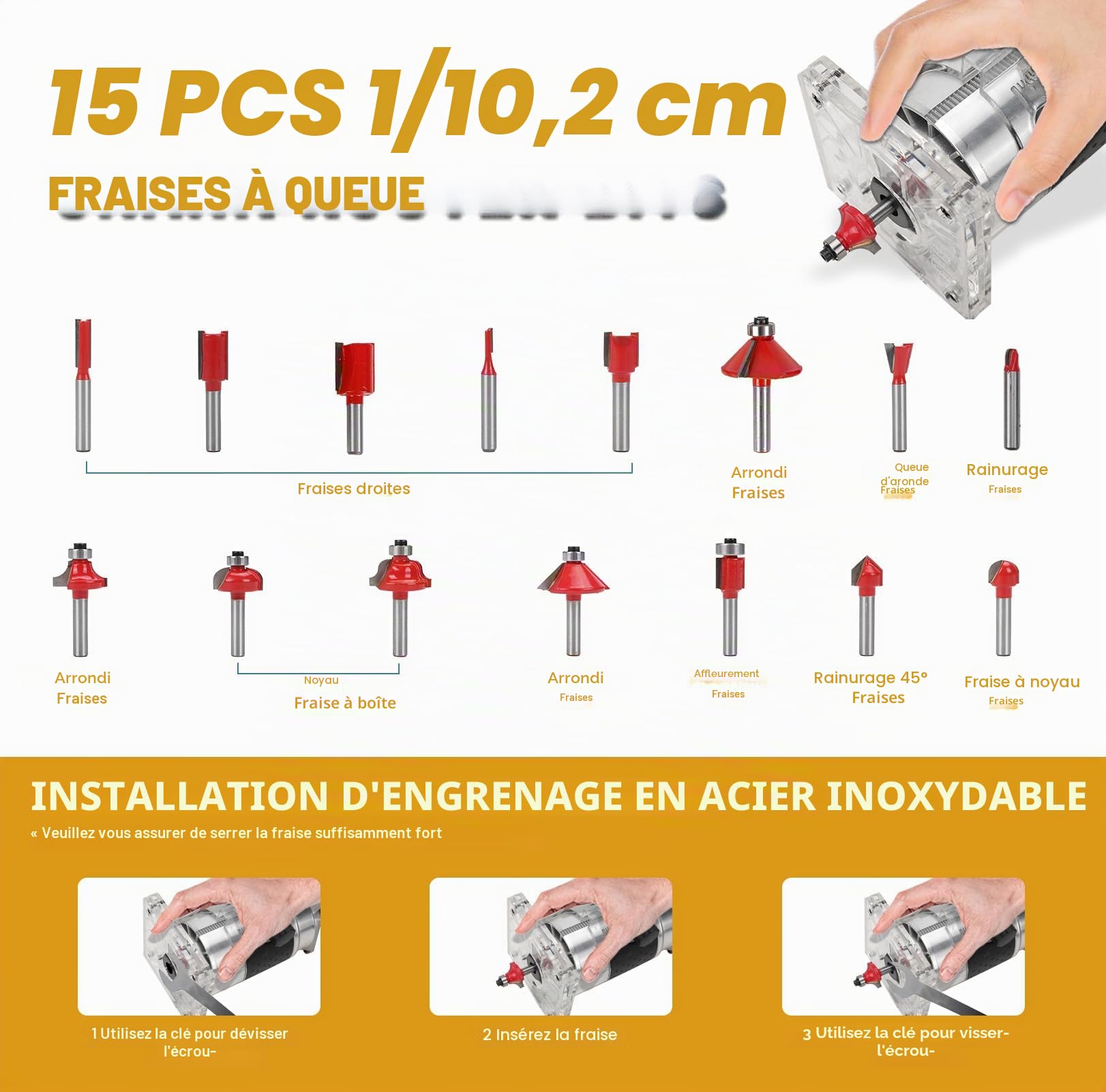 Défonceuse sans fil 1300W pour Dewalt 20V (sans batterie) (A)