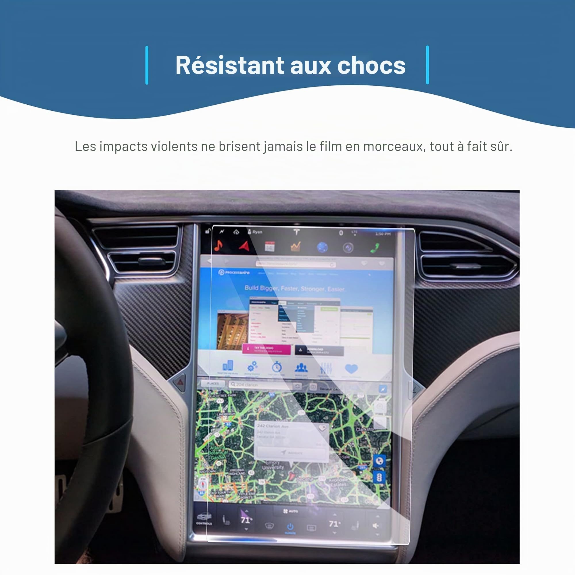 GAFAT 2013-2020 Tesla Model S Model X 17" Protection d'Écran en Verre Trempé pour Modol S Model X Touchscreen, Résistant aux Chocs, 9H Anti-Rayures