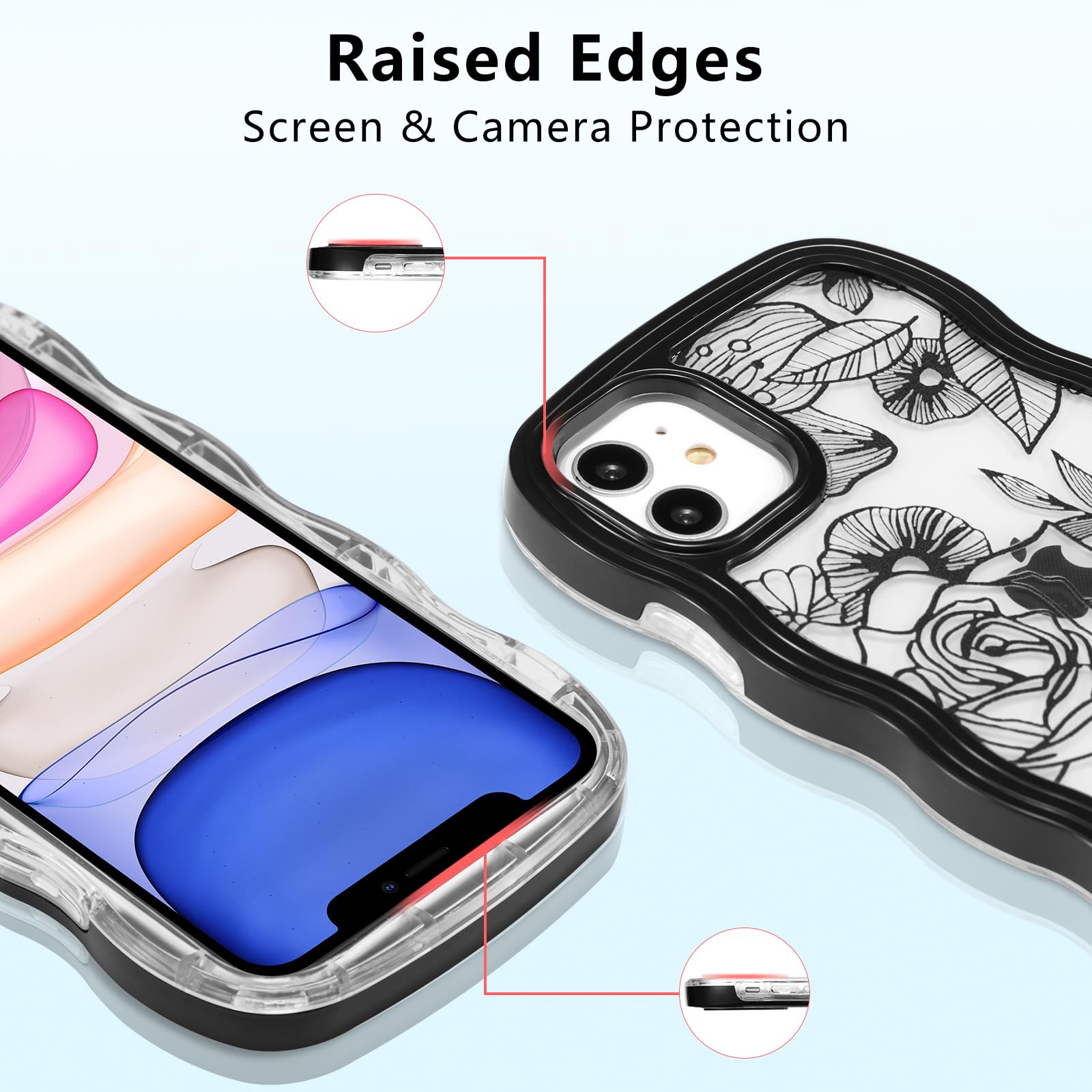 Amazon.com: XIZYO for iPhone 11 Case, Cute Floral Rose Wavy