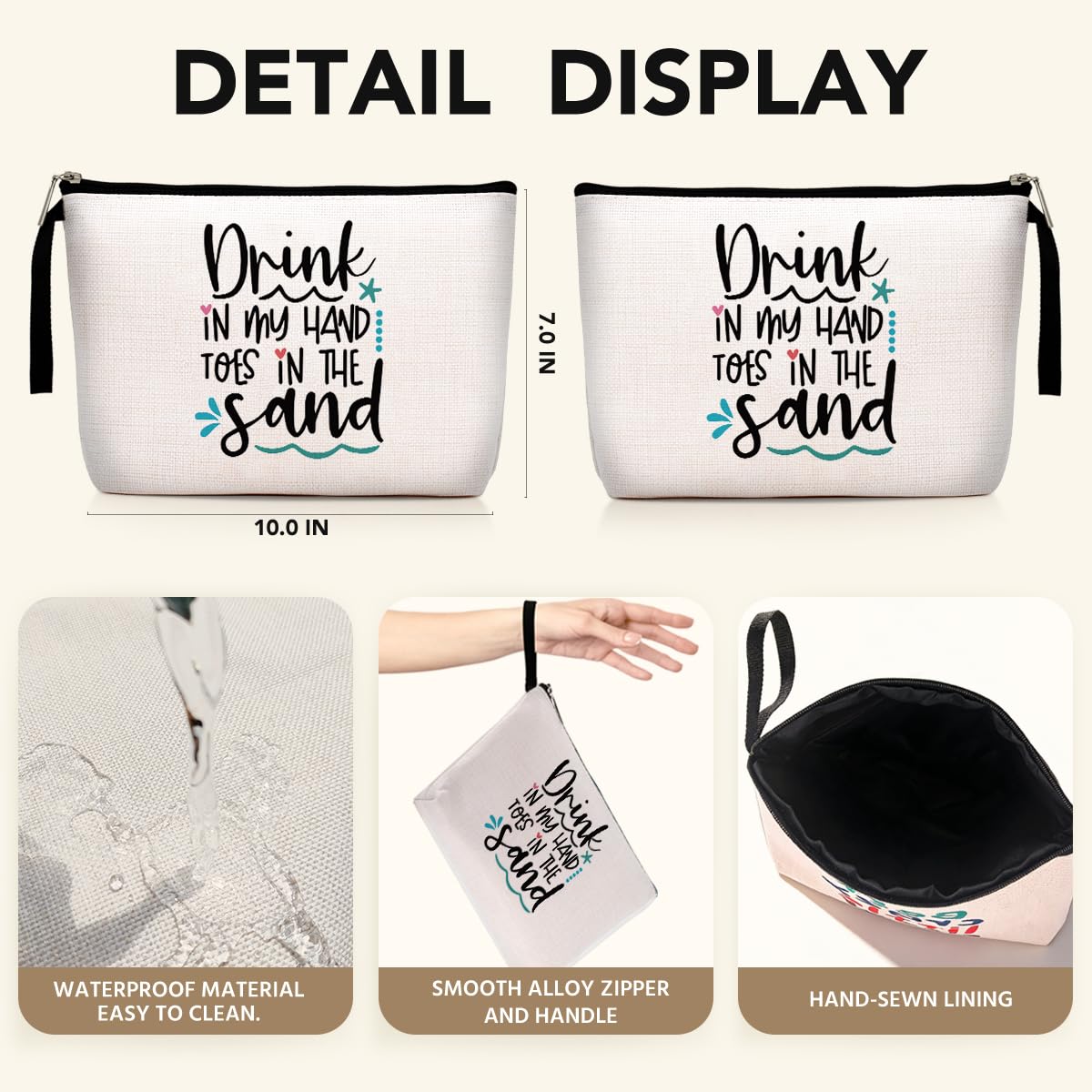 Hanamiya Na Beach Lover Gift: Beach Theme Decor, Purse, Makeup Bag, Travel Essentials, Cruise Bag for Summer Lovers