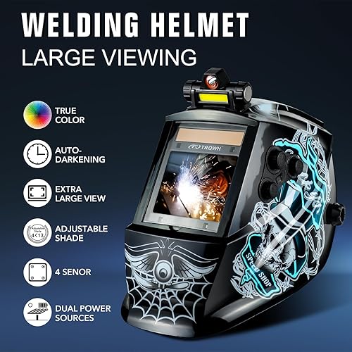 Miniatura 2 de TRQWH Welding Helmet Auto Darkening Large Viewing True Color Solar Powered Welding Mask with 4 Arc Sensor Adjustable Wide Shade Range 45-89-13