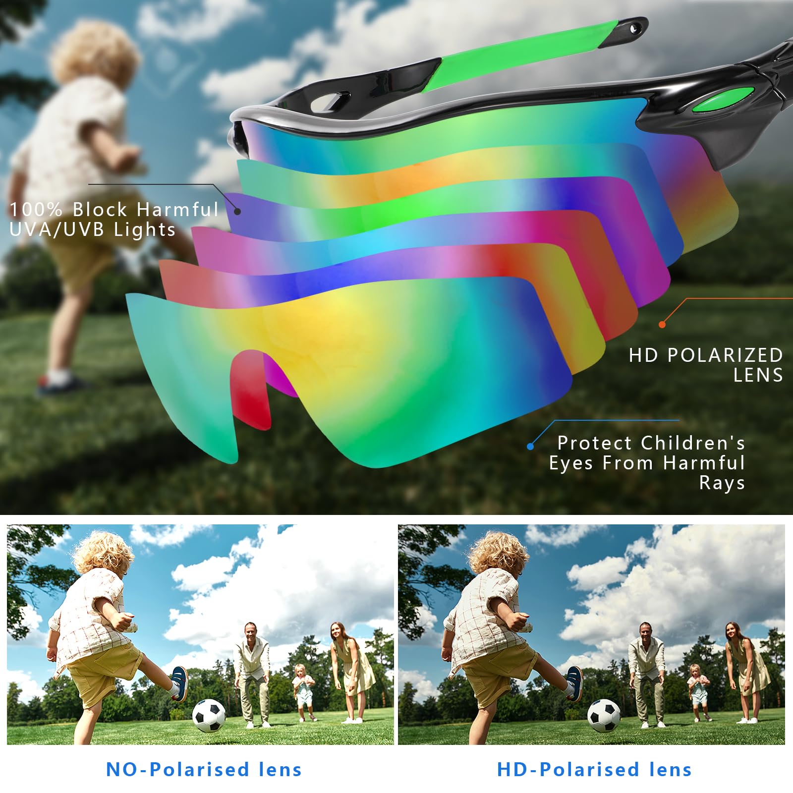 Hifot 2 sztuki okularów przeciwsłonecznych dla dzieci, młodzieży, okulary rowerowe, dla nastolatków, okulary sportowe, szybkie okulary UV400, ultrafioletowe promienie słoneczne, do jazdy na rowerze,