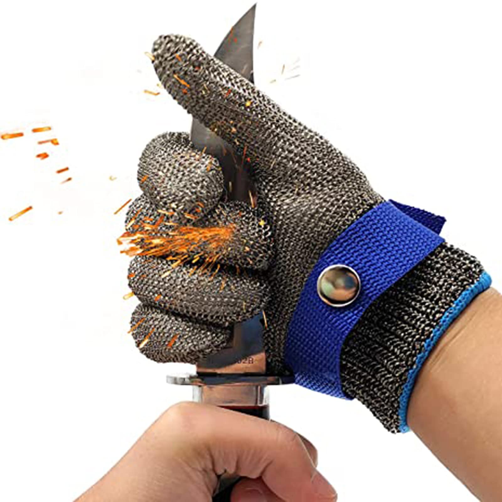 WXYZ Guantes Anticortes Guantes de acero inoxidable de acero inoxidable de metal pesado, guantes de trabajo de seguridad de alambre de acero antideslizantes de grado 5, para manos a la izquierda y der