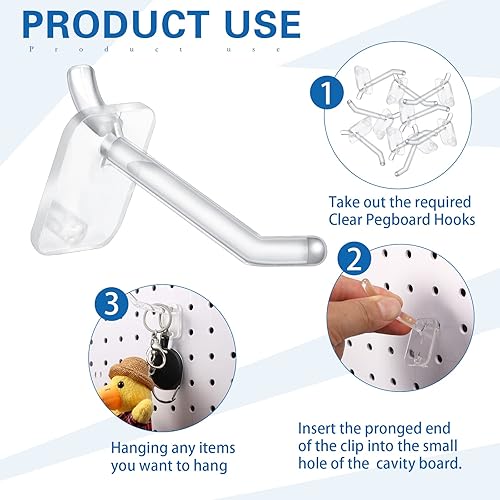 Miniatura 3 de 120 ganchos de plástico de 2.4 pulgadas para tablero de clavijas, ganchos de bloqueo para tableros de clavijas, manualidades, almacenamiento,