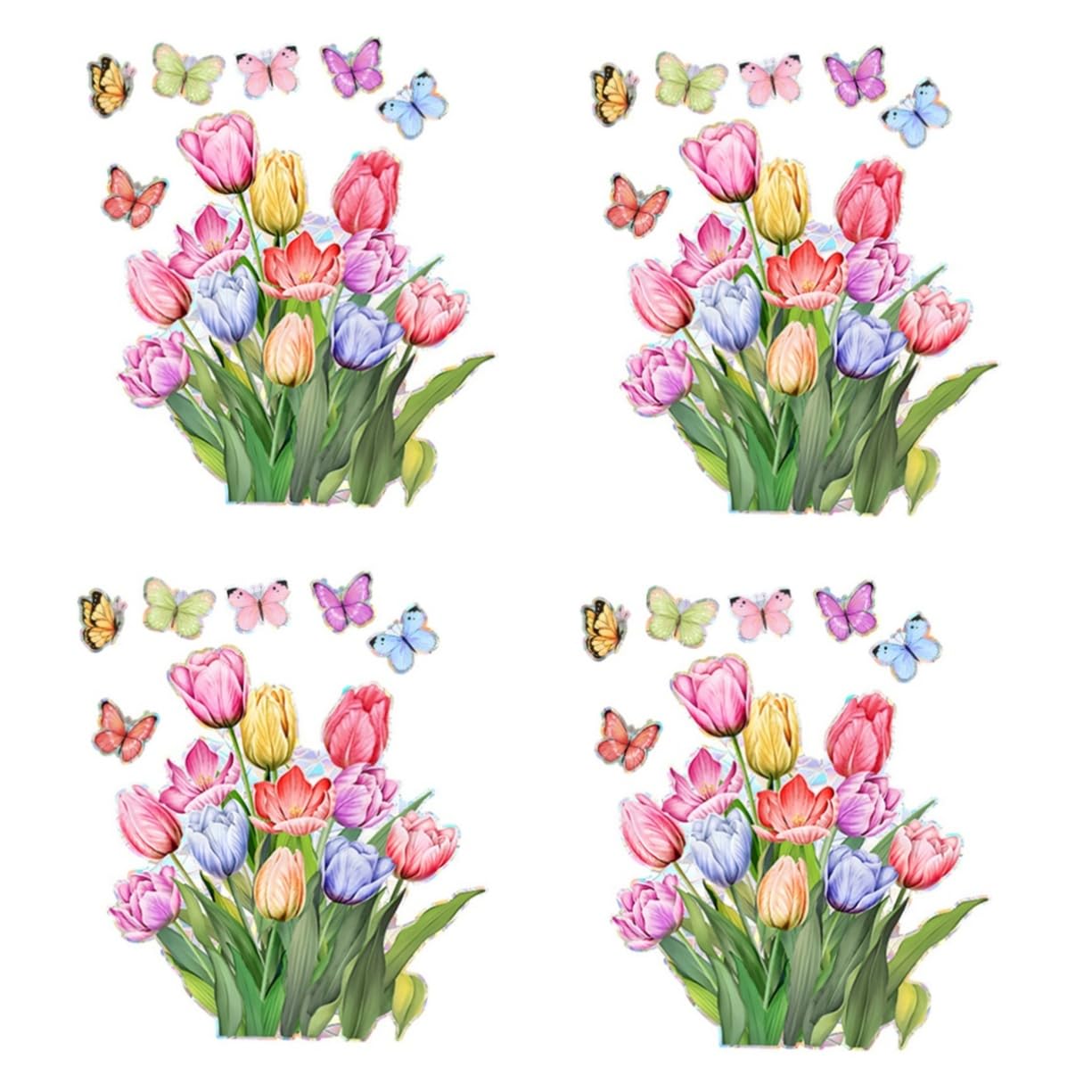4hojas Pegatinas De Ventana De Decoración Estática Floral Para Hogar Fácil Instalación Decoración Creativa Para Habitaciones Infantiles y Salones
