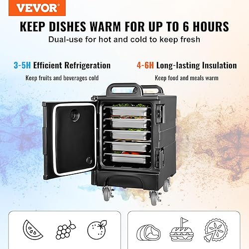 Miniatura 2 de VEVOR Transportador de bandejas de alimentos aislado, caja caliente de 81 cuartos de galón para catering, portador de cajas de alimentos con