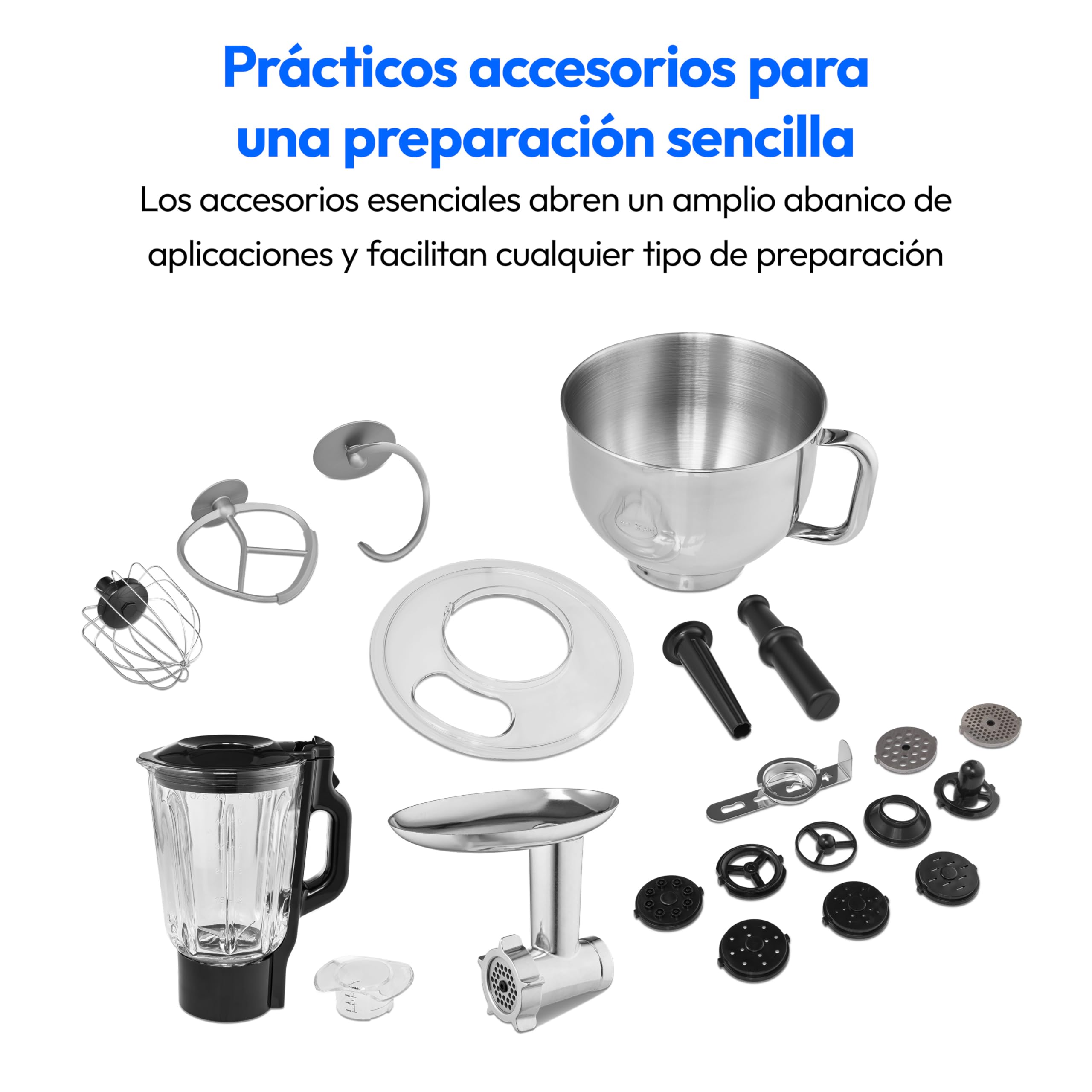 Procesador de alimentos universal MEDION 3 en 1 (digital, 1.200 vatios, 8 niveles, mezclar amasar batir mezclar picadora, bol para preparar helados, pantalla táctil digital, MD18430) negro