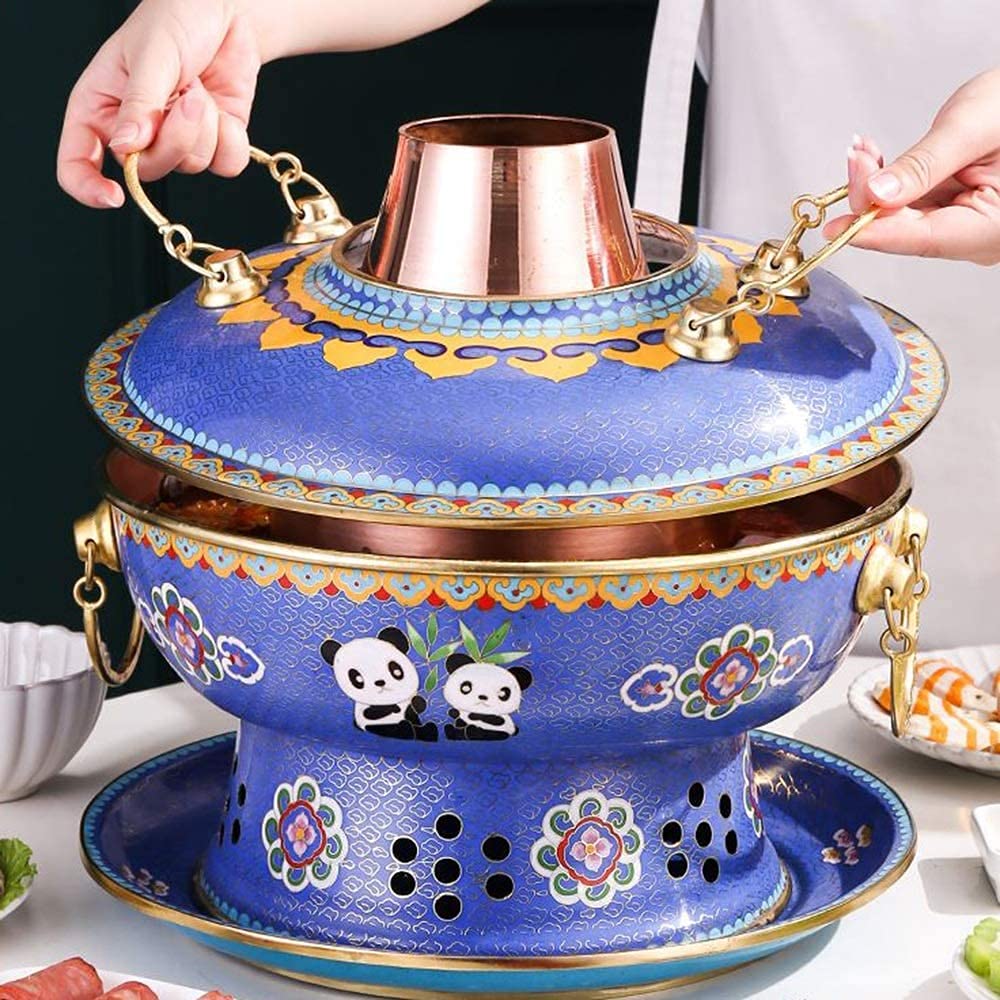 Fondue Chinoise, Pot Chaud Traditionnel Chinois, Pot Mongol, en cuivre Pur, de Pékin, épais(32cm)