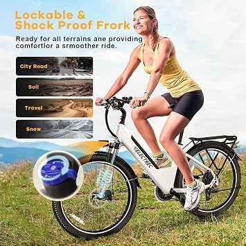 26 Cargo Ebike with Rear Basket, White