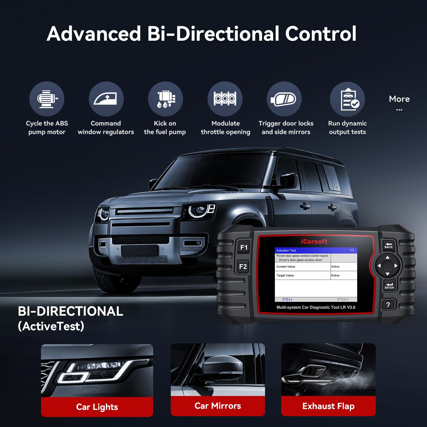 Amazon.co.jp: iCarsoft LR V3.0 2026 Ver双方向OBD2スキャナー