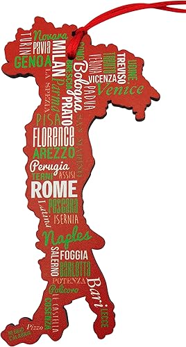 Adorno de madera para árbol de Navidad de Italia con nombres de ciudad y ciudad, 6 pulgadas