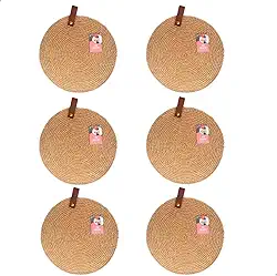 Kit 6 Jogo Americano Palha Linho Natural Mesa Jantar Boho