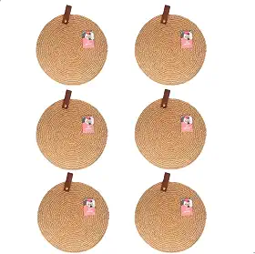 Kit 6 Jogo Americano Palha Linho Natural Mesa Jantar Boho