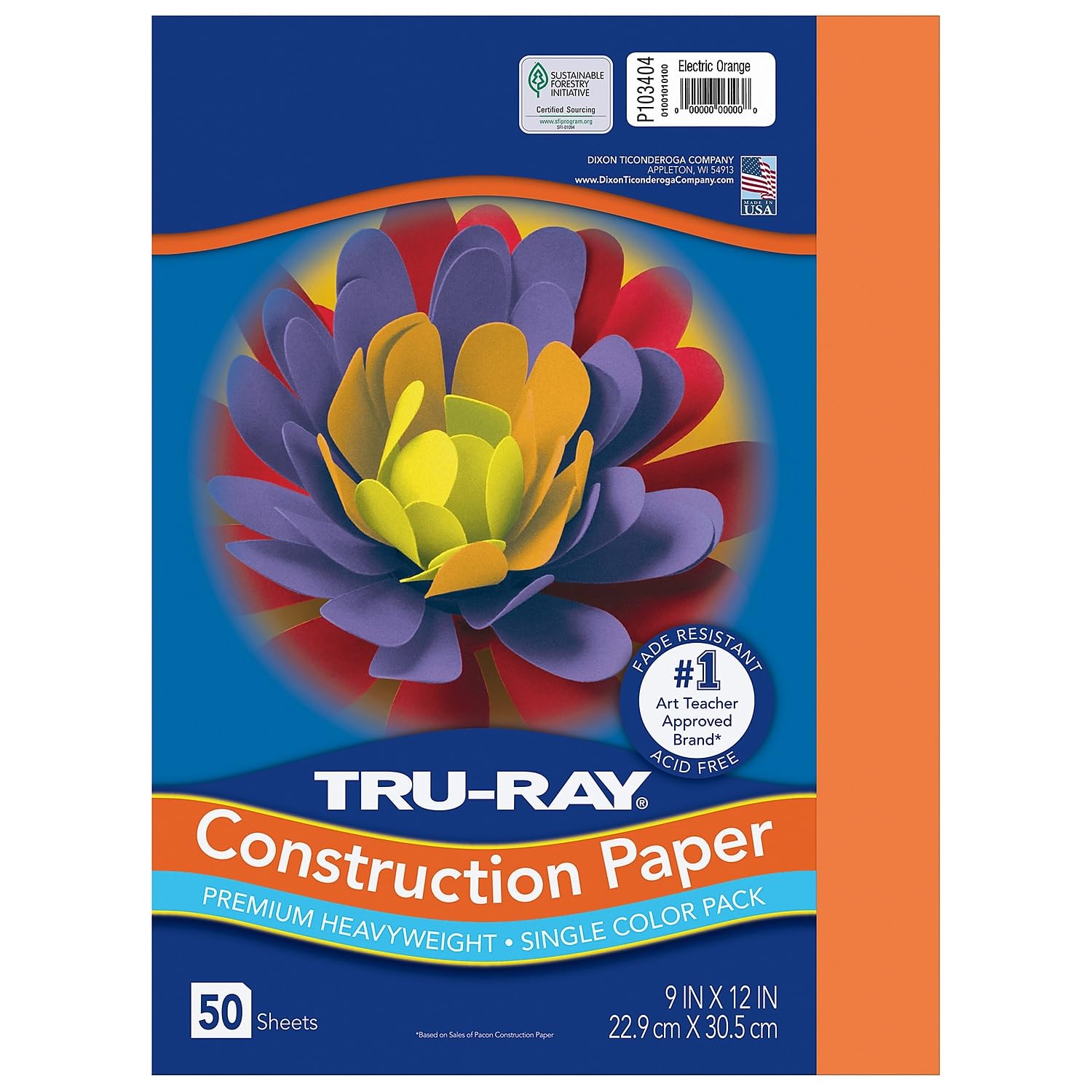 Pacon Tru-Ray 9-inch x 12-inch Construction Paper, Electric Orange, 50 Sheets/Pack, 5 Packs (PAC103404-5) - Image 2