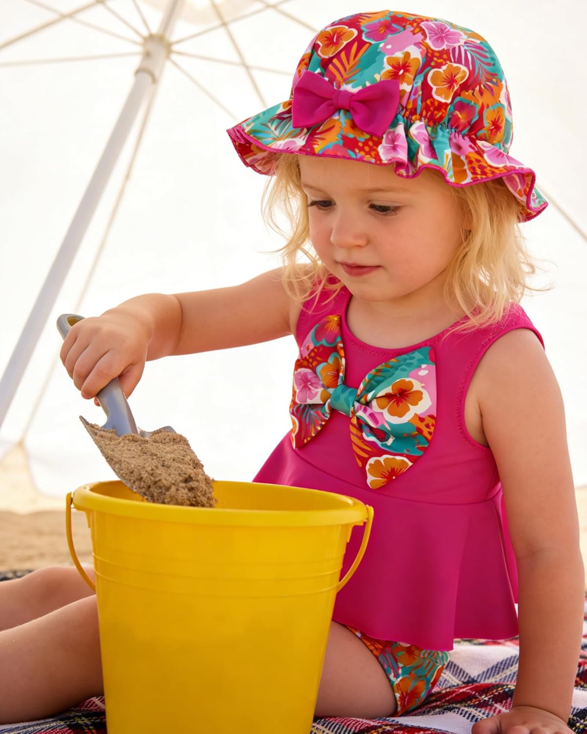 Redair Toddler Girl Swimsuit Baby Bikini Bathing Suit Ruffle Swimwear with Hat Pool Beach for 18Months-6T - Image 3