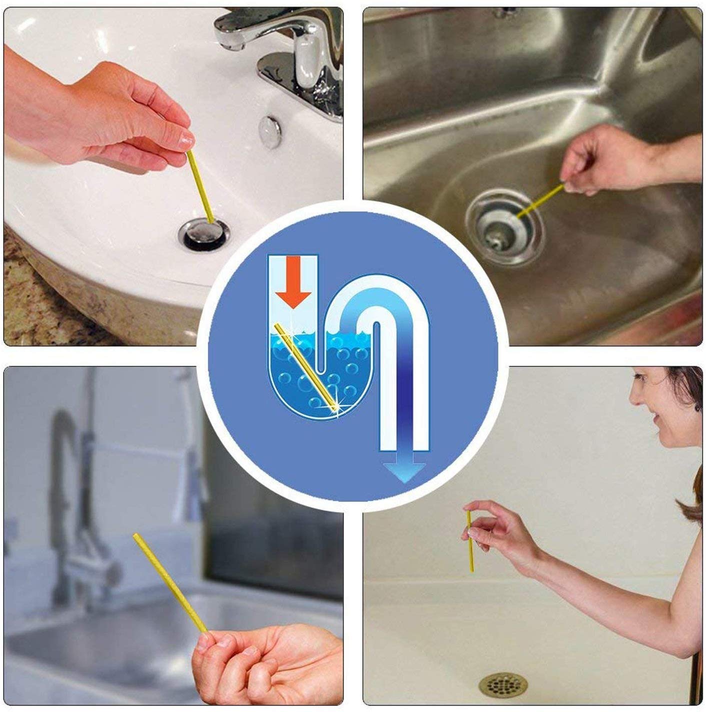 Surat Dream Odour Remover Sewer Cleaning Rod for Kitchen, Bathroom, Toilet Pipe (Blue) - 12 Sticks 2