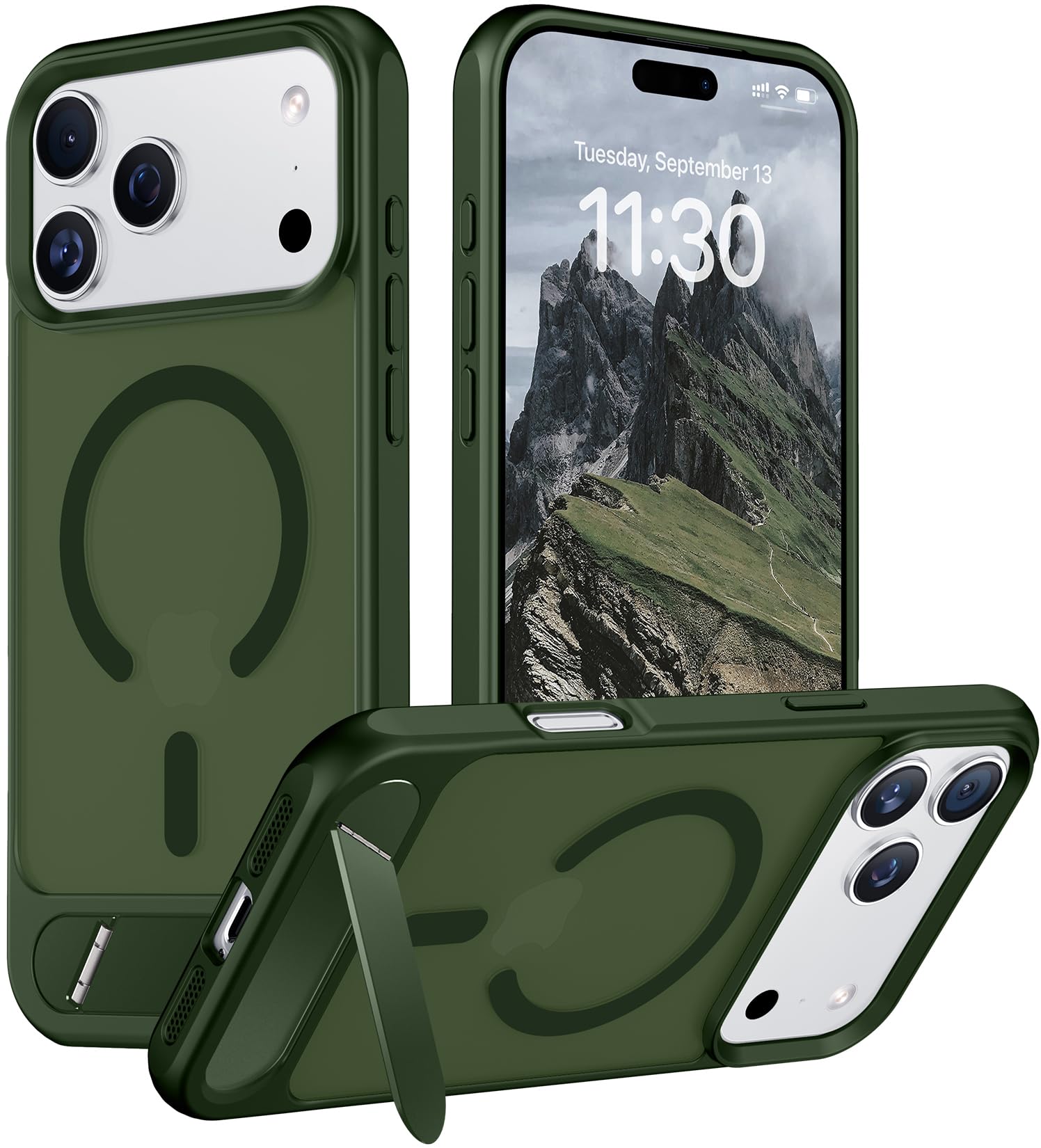 Temdan Magnetic for iPhone 18 Pro Case/iPhone 17 Pro Case Stand Green